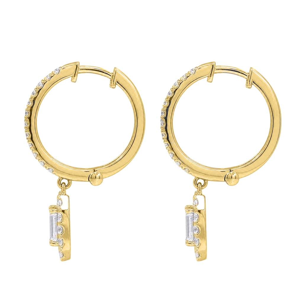 Diamonair Lab Grown Diamond (F/VS+) 3.00 carat Round cut Sterling Silver Dangle Earrings - Sterling Silver | Gold over Silver