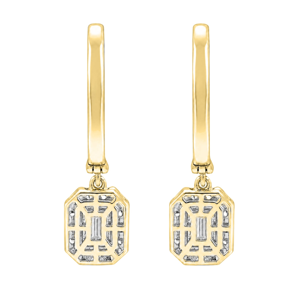 Diamonair Lab Grown Diamond (F/VS+) 3.00 carat Round cut Sterling Silver Dangle Earrings - Sterling Silver | Gold over Silver