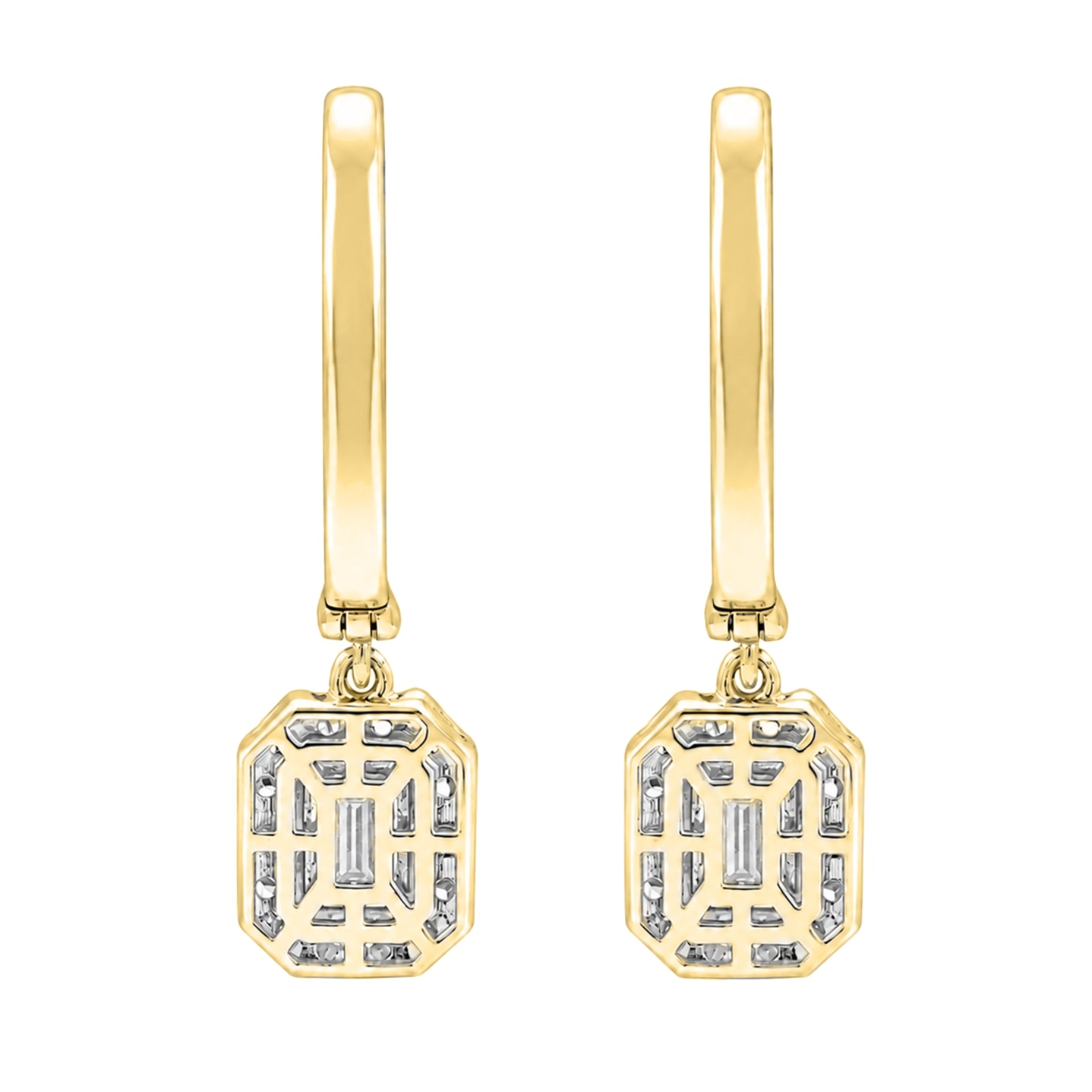 Diamonair Lab Grown Diamond (F/VS+) 3.00 carat Round cut Sterling Silver Dangle Earrings - Sterling Silver | Gold over Silver