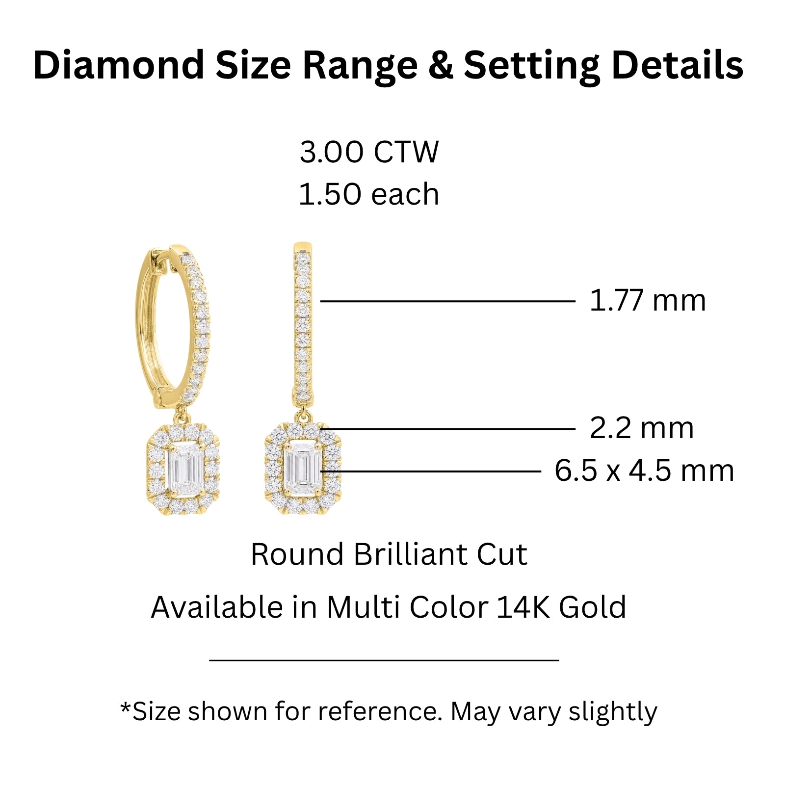 Diamonair Lab Grown Diamond (F/VS+) 3.00 carat Round cut Sterling Silver Dangle Earrings - Sterling Silver | Gold over Silver