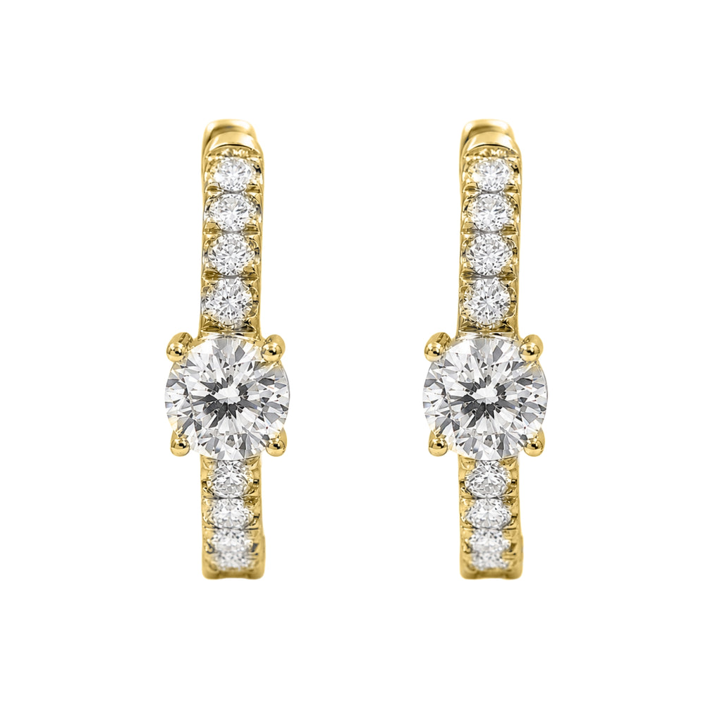Diamonair Lab Grown Diamond (F/VS+) 2.00 carat Round cut Sterling Silver Hoop Earrings - Sterling Silver | Gold over Silver