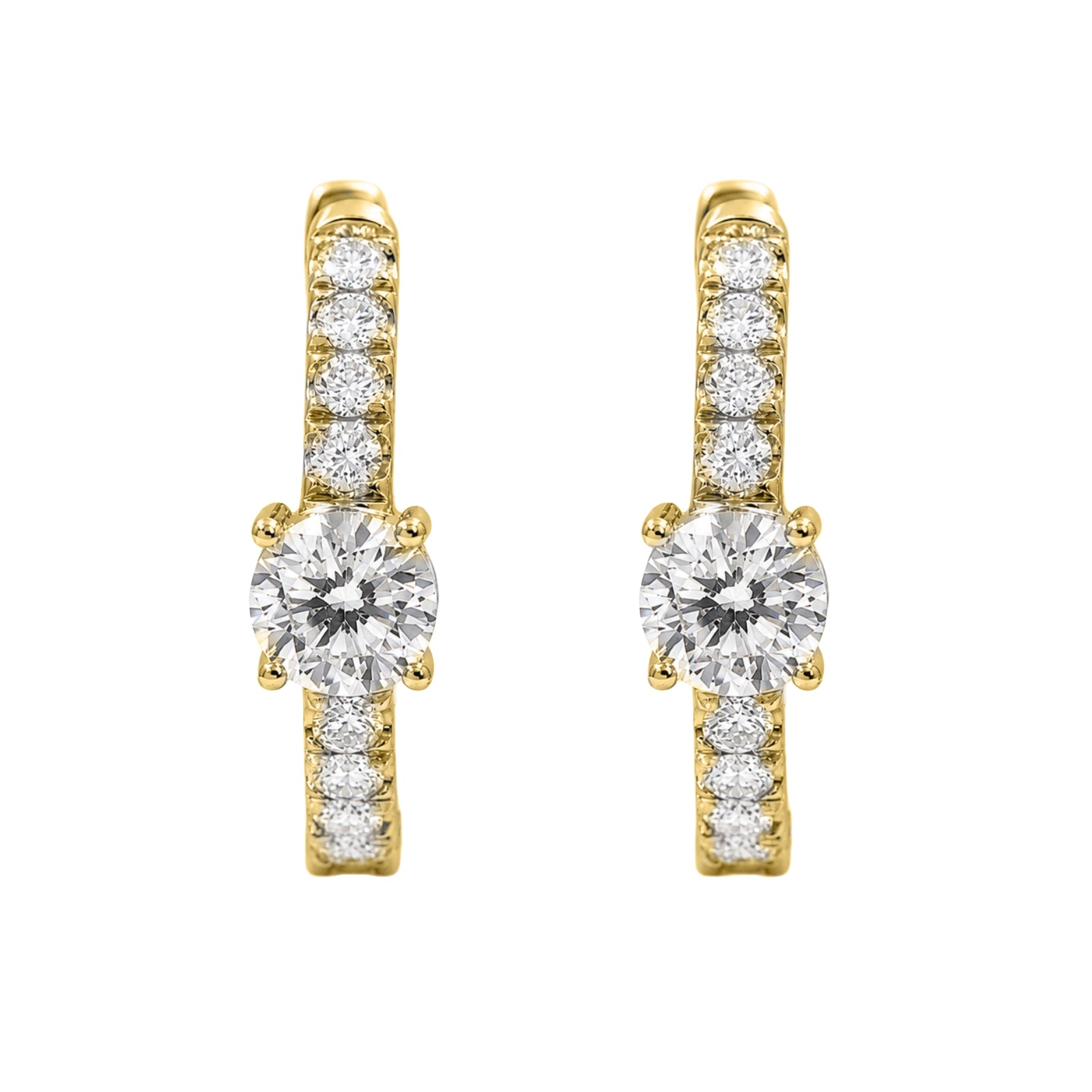 Diamonair Lab Grown Diamond (F/VS+) 2.00 carat Round cut Sterling Silver Hoop Earrings - Sterling Silver | Gold over Silver