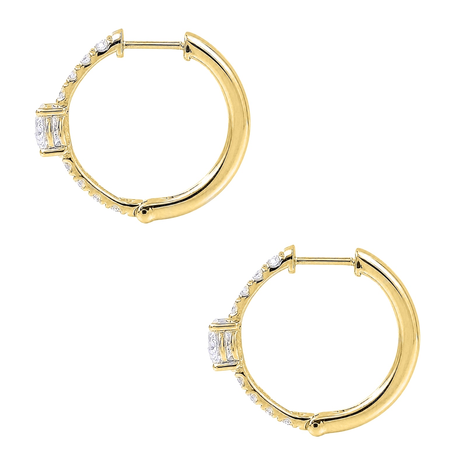 Diamonair Lab Grown Diamond (F/VS+) 2.00 carat Round cut Sterling Silver Hoop Earrings - Sterling Silver | Gold over Silver