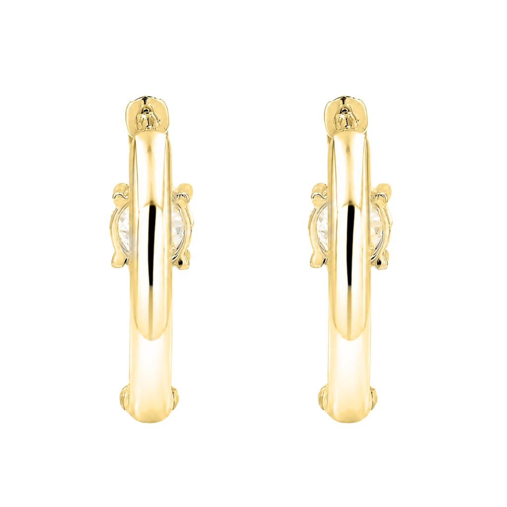 Diamonair Lab Grown Diamond (F/VS+) 2.00 carat Round cut Sterling Silver Hoop Earrings - Sterling Silver | Gold over Silver