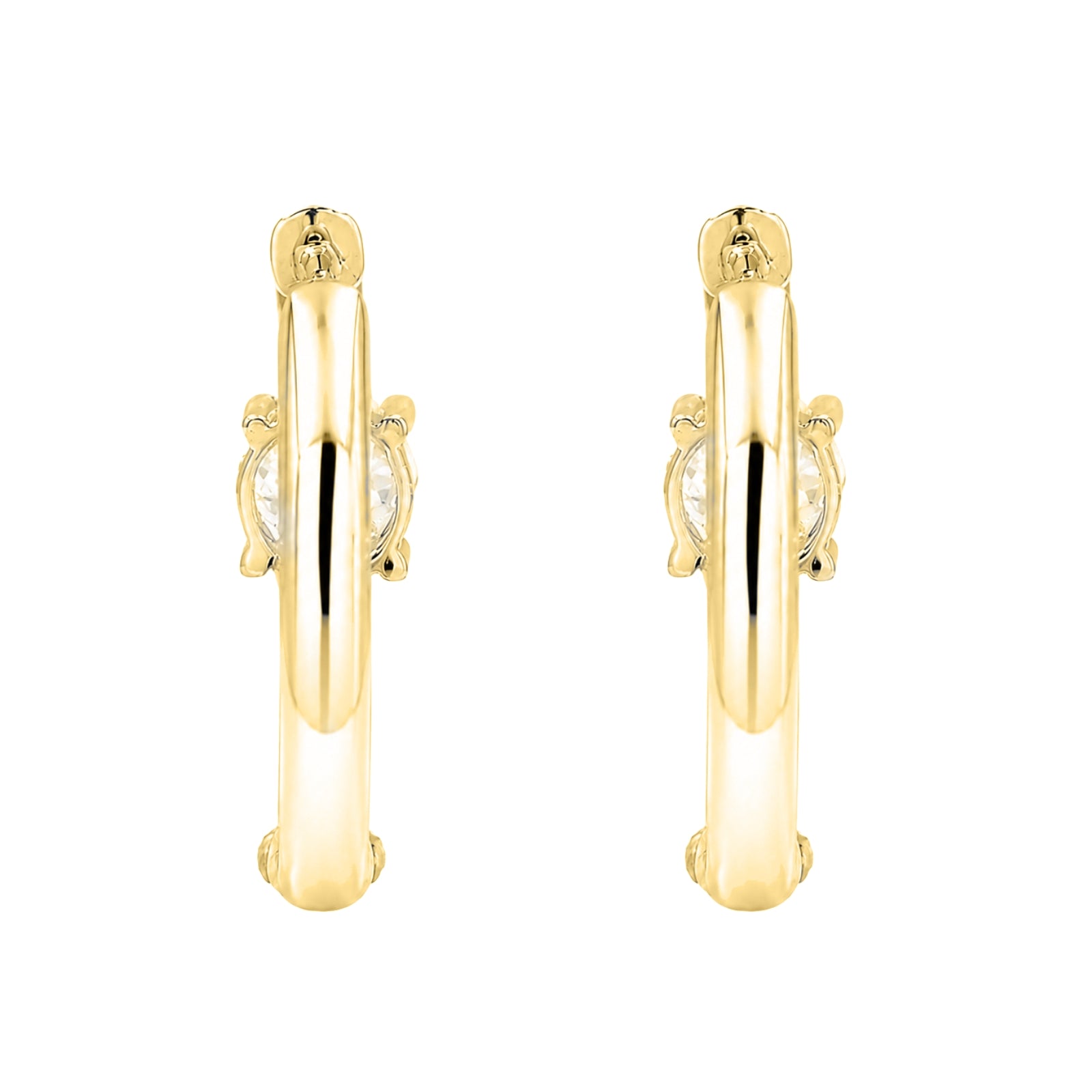 Diamonair Lab Grown Diamond (F/VS+) 2.00 carat Round cut Sterling Silver Hoop Earrings - Sterling Silver | Gold over Silver