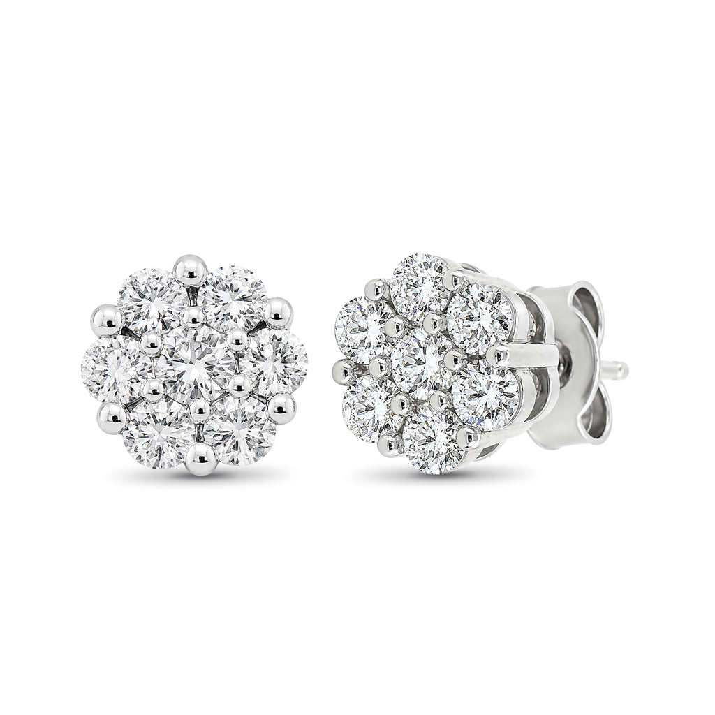 Diamonair Lab Grown Diamond (F/VS+) 1.00 carat Round cut Sterling Silver Stud Earrings - Sterling Silver | Gold over Silver