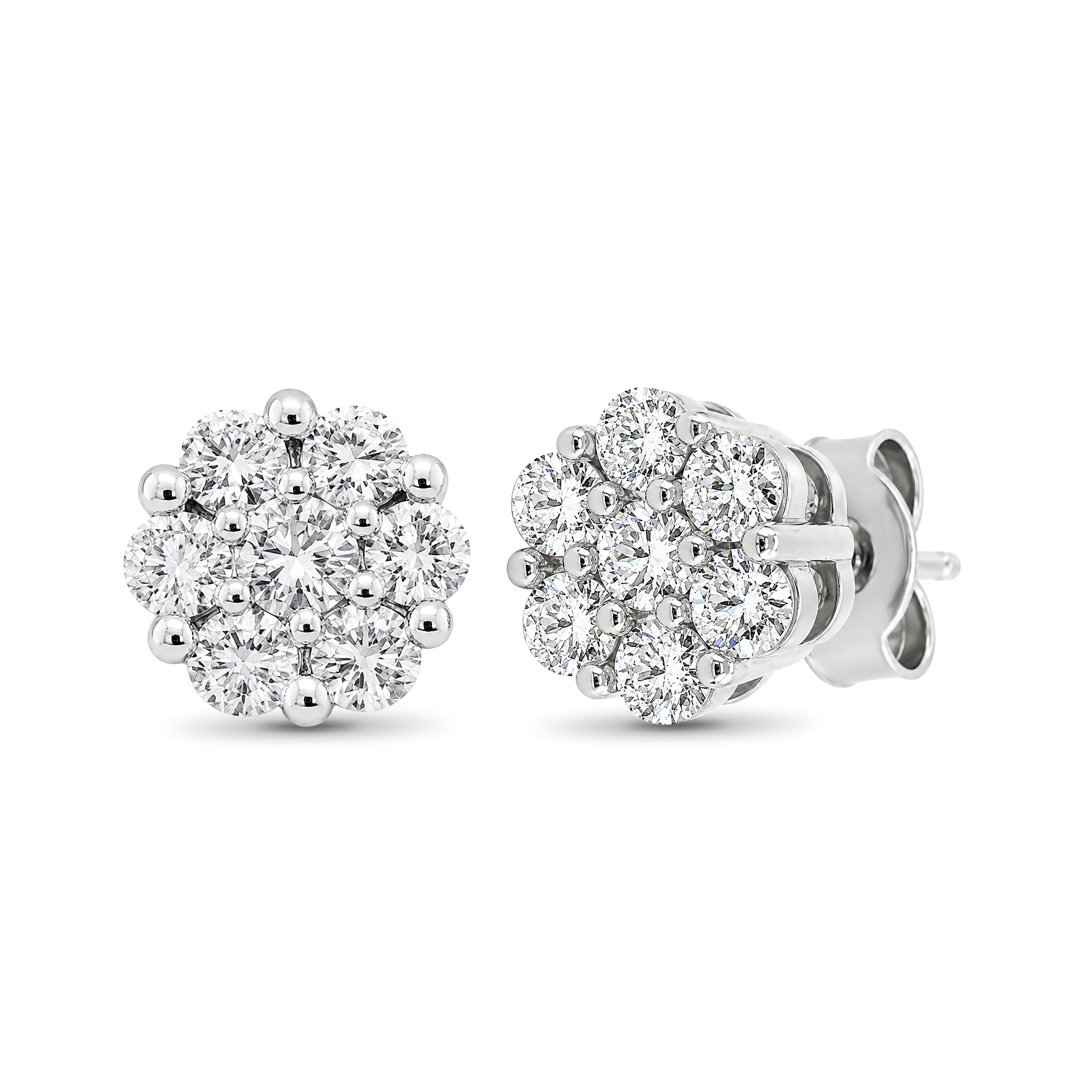 Diamonair Lab Grown Diamond (F/VS+) 1.00 carat Round cut Sterling Silver Stud Earrings - Sterling Silver | Gold over Silver