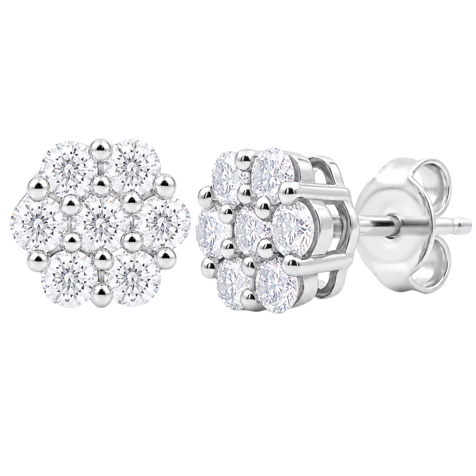 Diamonair Lab Grown Diamond (F/VS+) 1.00 carat Round cut Sterling Silver Stud Earrings - Sterling Silver | Gold over Silver