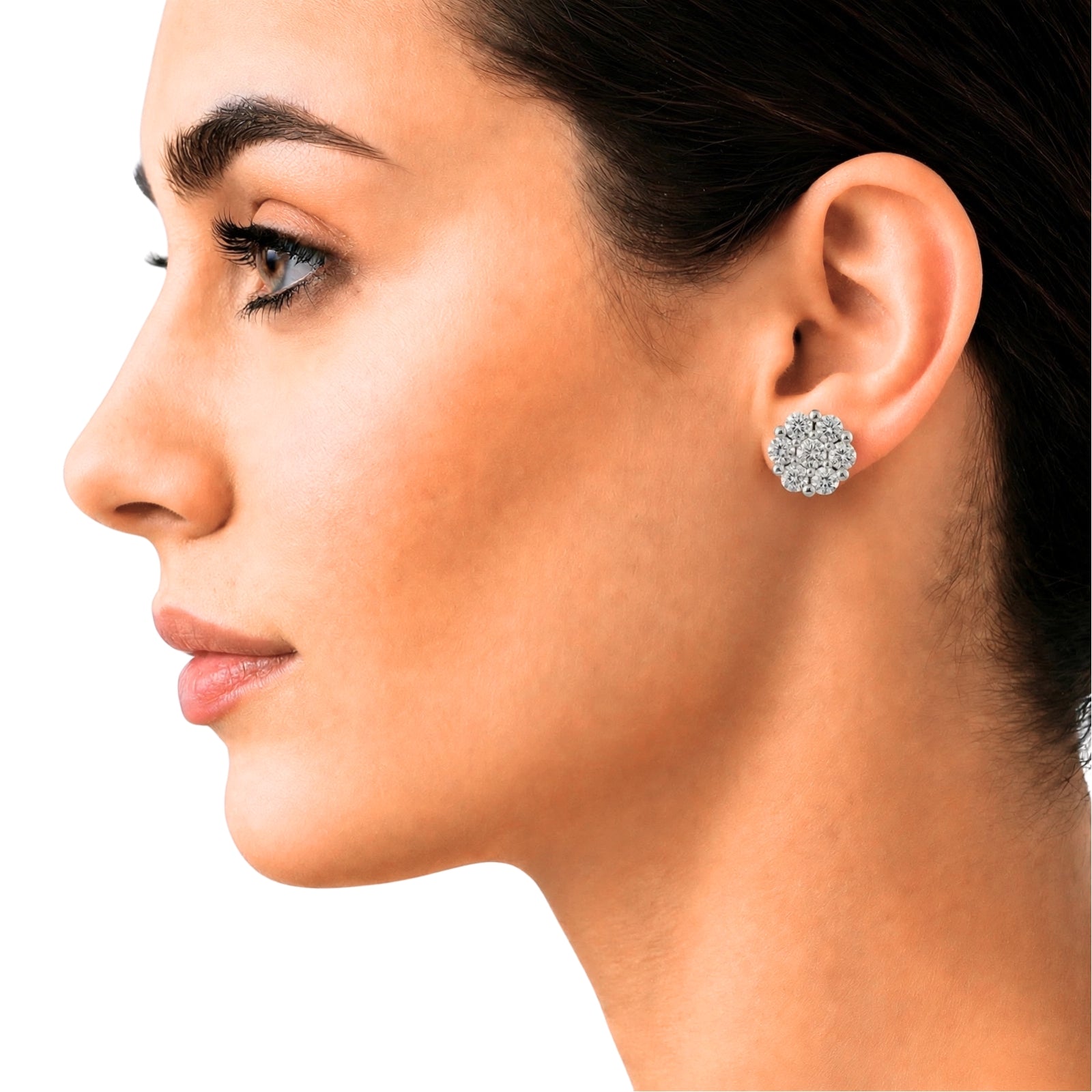 Diamonair Lab Grown Diamond (F/VS+) 1.00 carat Round cut Sterling Silver Stud Earrings - Sterling Silver | Gold over Silver