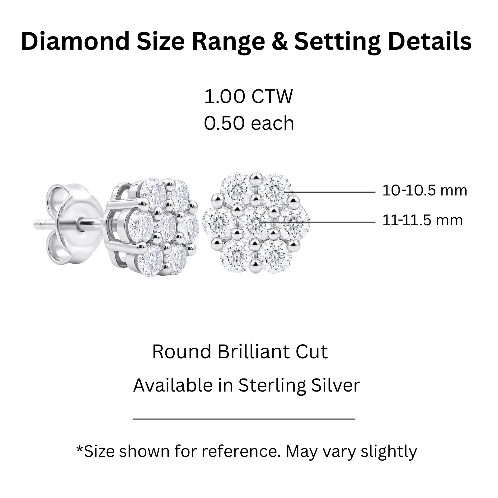 Diamonair Lab Grown Diamond (F/VS+) 1.00 carat Round cut Sterling Silver Stud Earrings - Sterling Silver | Gold over Silver