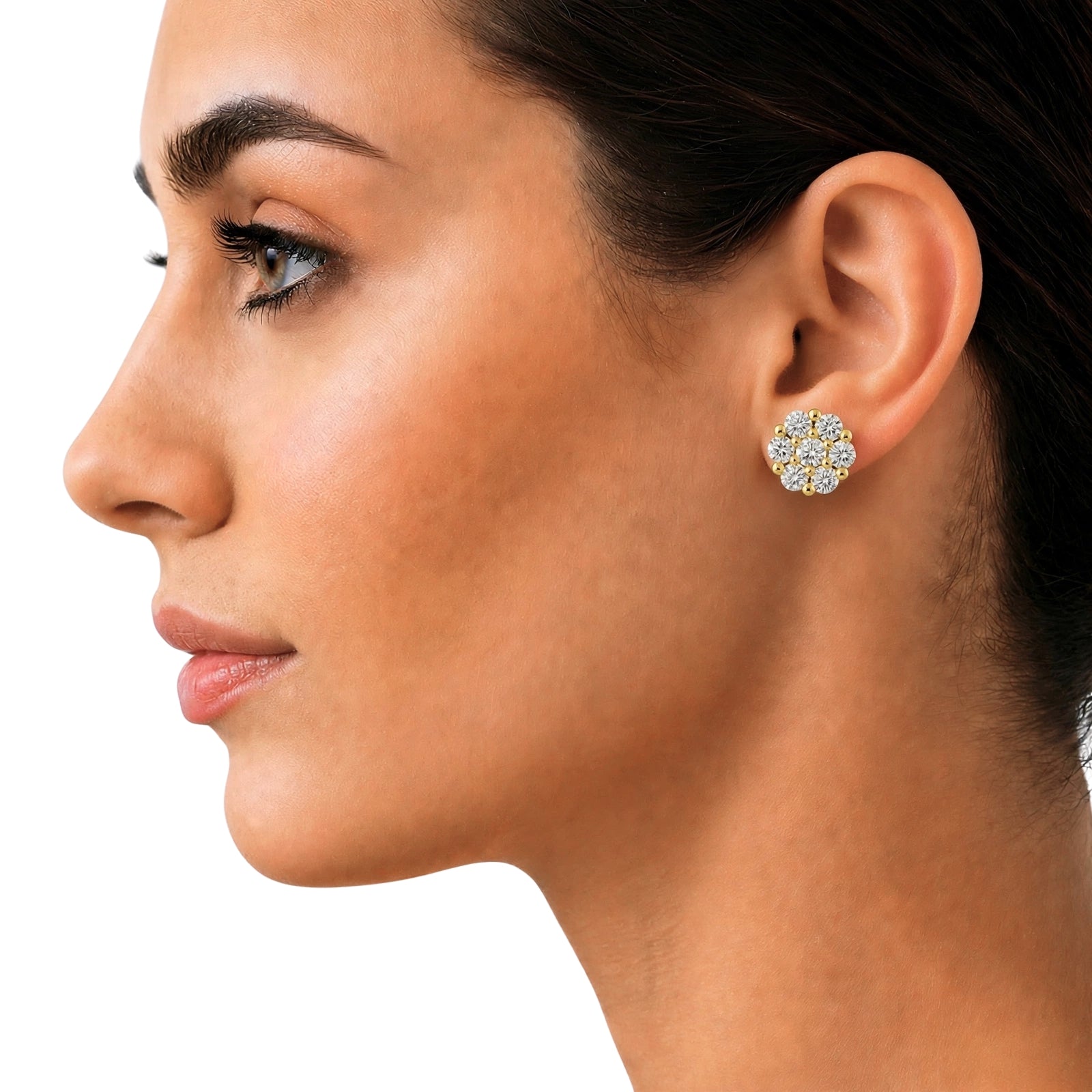 Diamonair Lab Grown Diamond (F/VS+) 1.00 carat Round cut Sterling Silver Stud Earrings - Sterling Silver | Gold over Silver