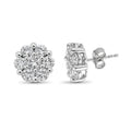 Diamonair Lab Grown Diamond (F/VS+) 3.00 carat Round cut Sterling Silver Cluster Earrings - Sterling Silver | Gold over Silver