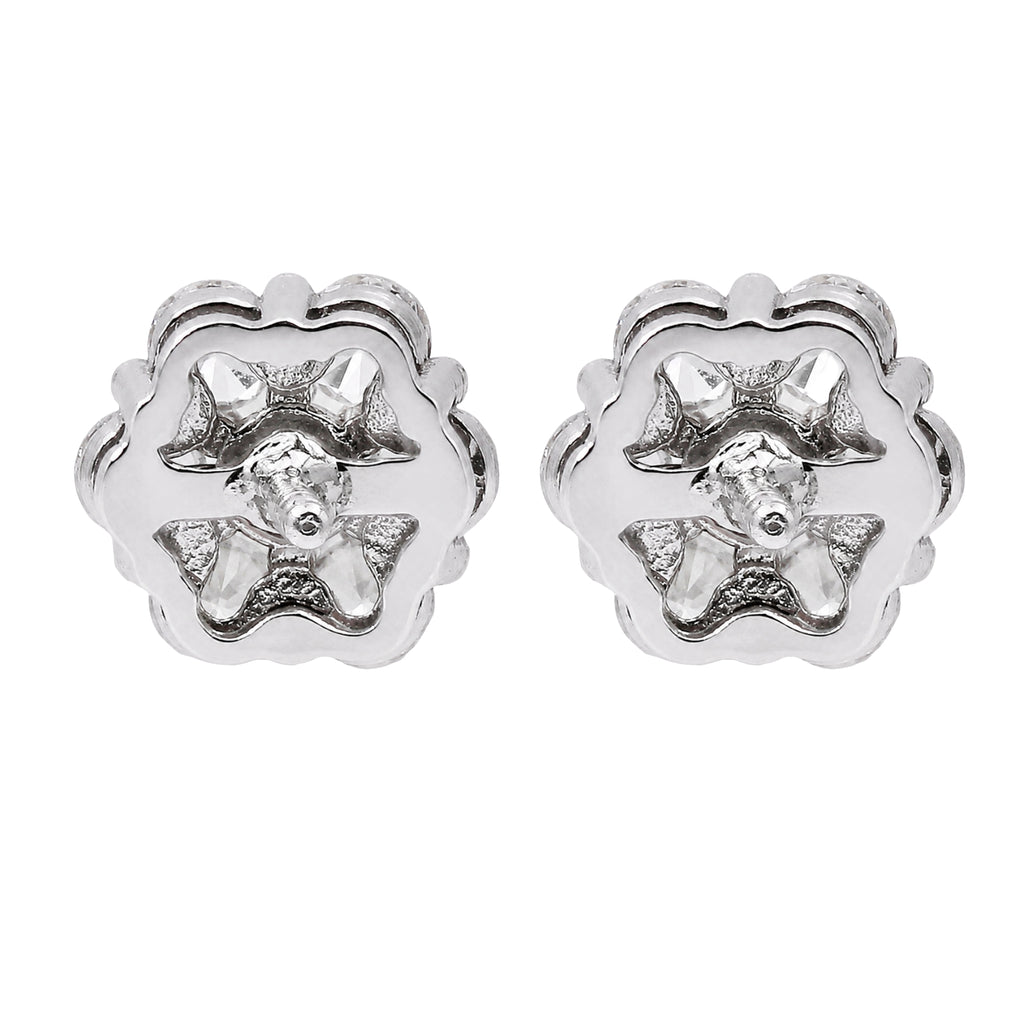 Diamonair Lab Grown Diamond (F/VS+) 3.00 carat Round cut Sterling Silver Cluster Earrings - Sterling Silver | Gold over Silver