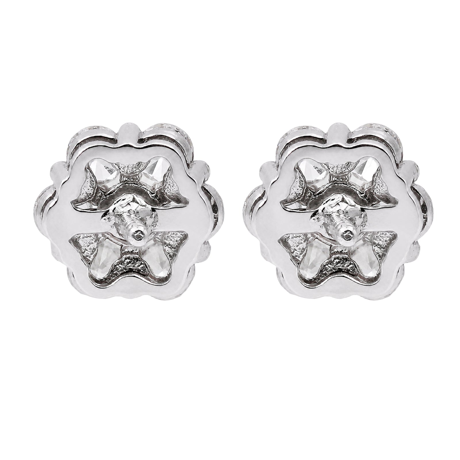 Diamonair Lab Grown Diamond (F/VS+) 3.00 carat Round cut Sterling Silver Cluster Earrings - Sterling Silver | Gold over Silver