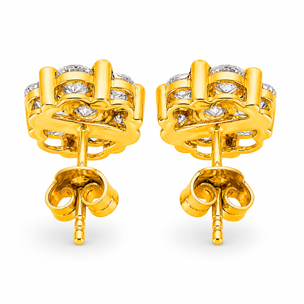 Diamonair Lab Grown Diamond (F/VS+) 3.00 carat Round cut Sterling Silver Cluster Earrings - Sterling Silver | Gold over Silver