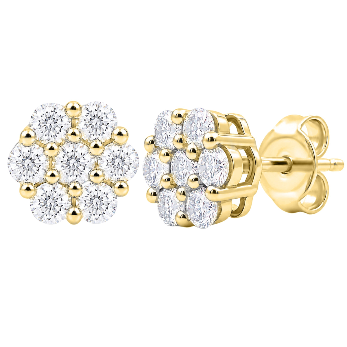 3 ctw Round Cluster Earrings
