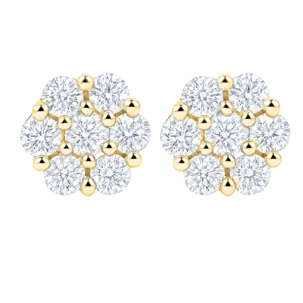 Diamonair Lab Grown Diamond (F/VS+) 3.00 carat Round cut Sterling Silver Cluster Earrings - Sterling Silver | Gold over Silver