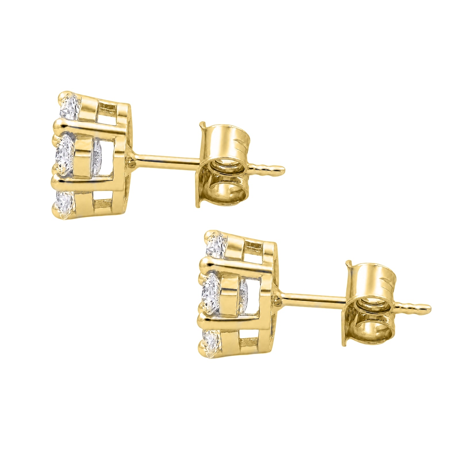 Diamonair Lab Grown Diamond (F/VS+) 3.00 carat Round cut Sterling Silver Cluster Earrings - Sterling Silver | Gold over Silver