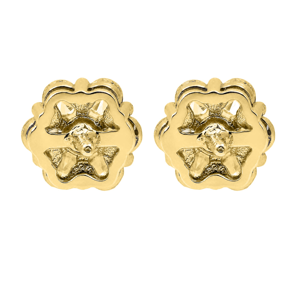 Diamonair Lab Grown Diamond (F/VS+) 3.00 carat Round cut Sterling Silver Cluster Earrings - Sterling Silver | Gold over Silver