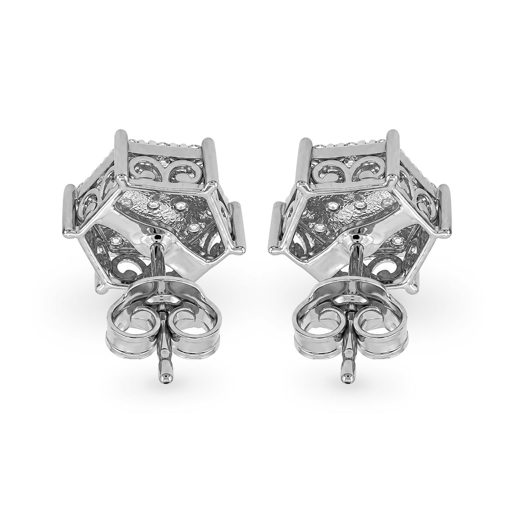 Diamonair Lab Grown Diamond (F/VS+) 1.00 carat Round cut Sterling Silver Stud Earrings - Sterling Silver | Gold over Silver