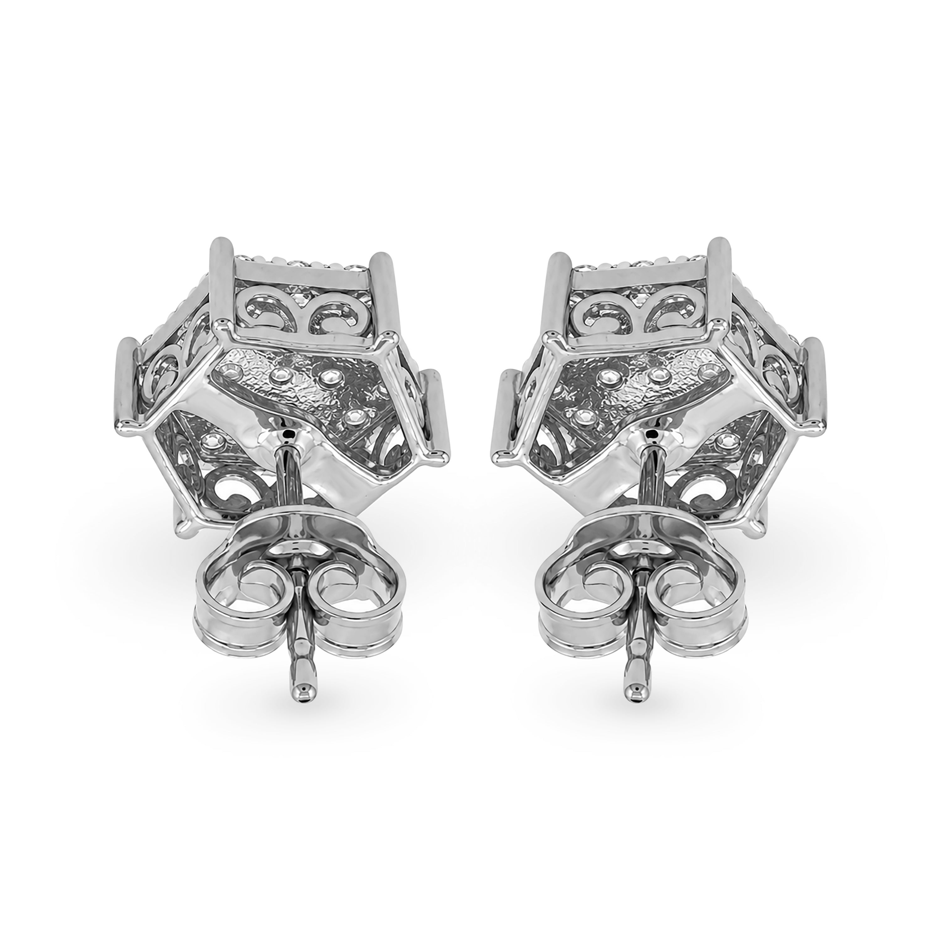 Diamonair Lab Grown Diamond (F/VS+) 1.00 carat Round cut Sterling Silver Stud Earrings - Sterling Silver | Gold over Silver