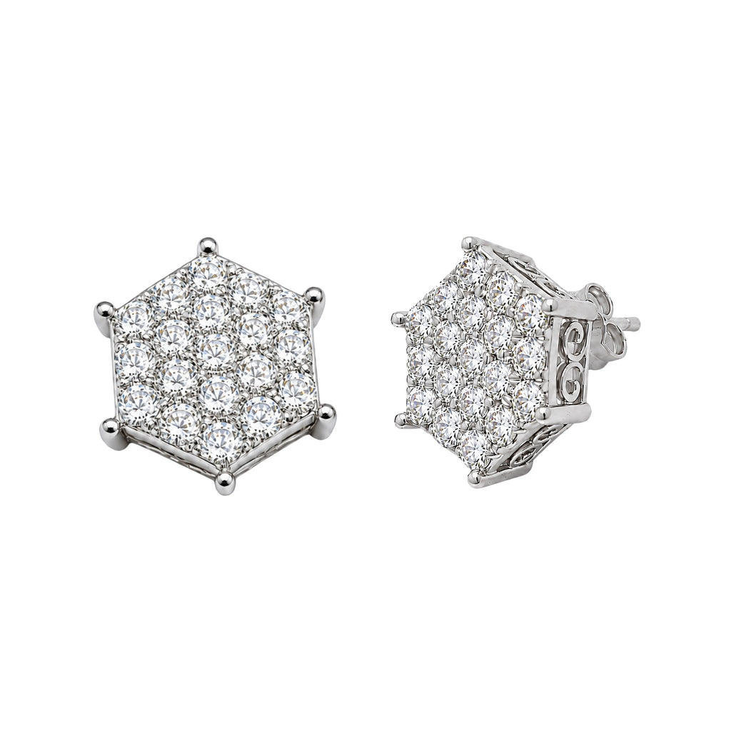 Diamonair Lab Grown Diamond (F/VS+) 1.00 carat Round cut Sterling Silver Stud Earrings - Sterling Silver | Gold over Silver
