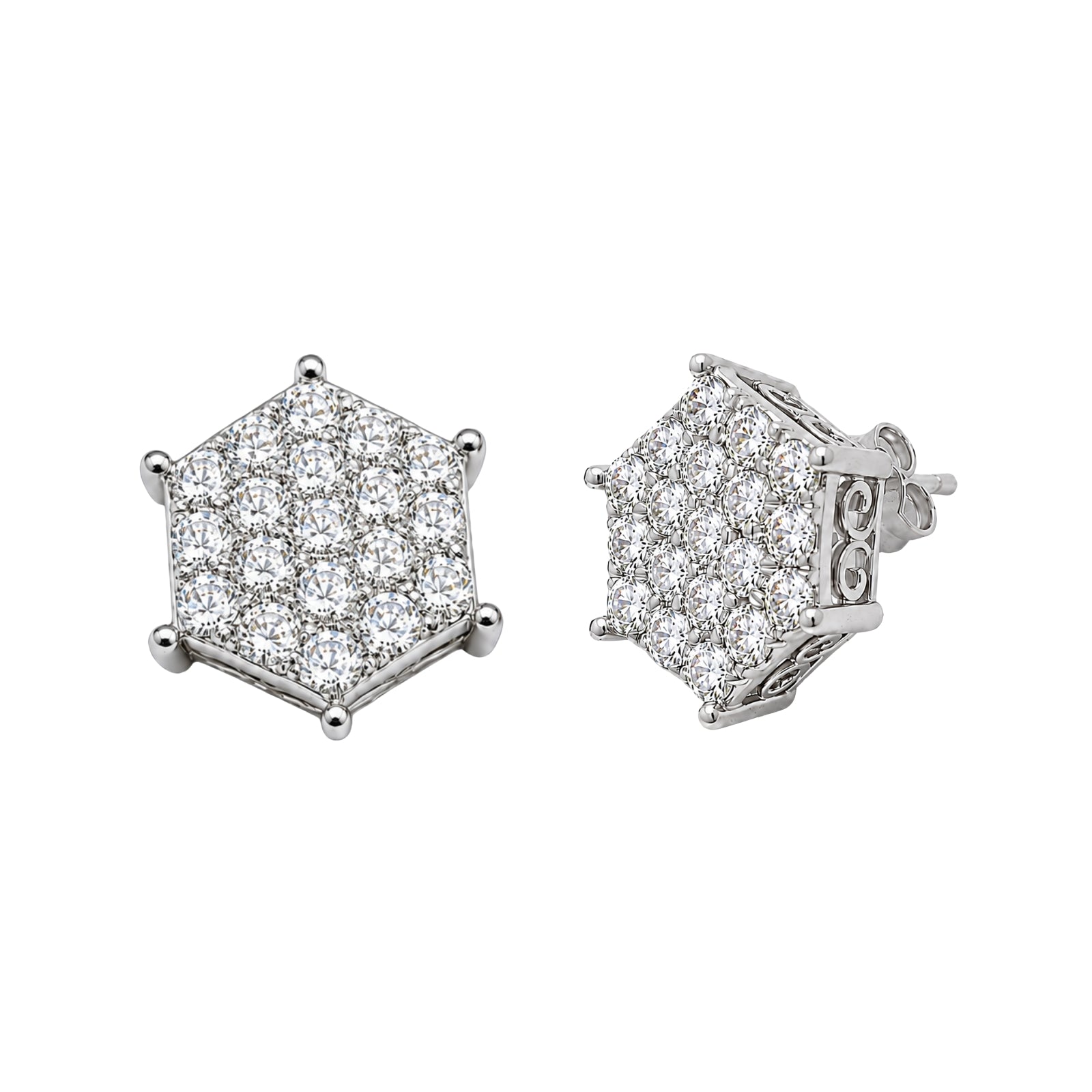 Diamonair Lab Grown Diamond (F/VS+) 1.00 carat Round cut Sterling Silver Stud Earrings - Sterling Silver | Gold over Silver