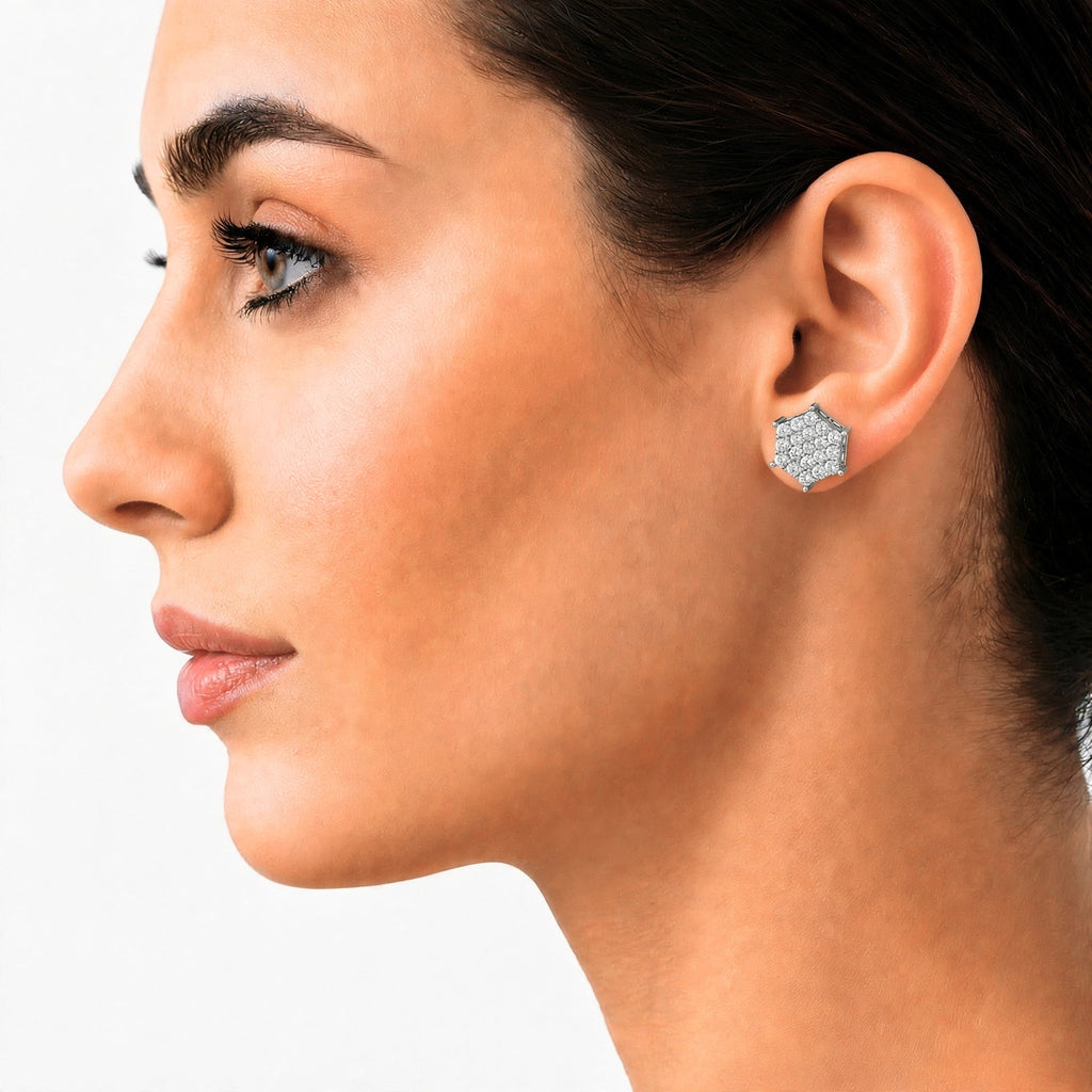 Diamonair Lab Grown Diamond (F/VS+) 1.00 carat Round cut Sterling Silver Stud Earrings - Sterling Silver | Gold over Silver