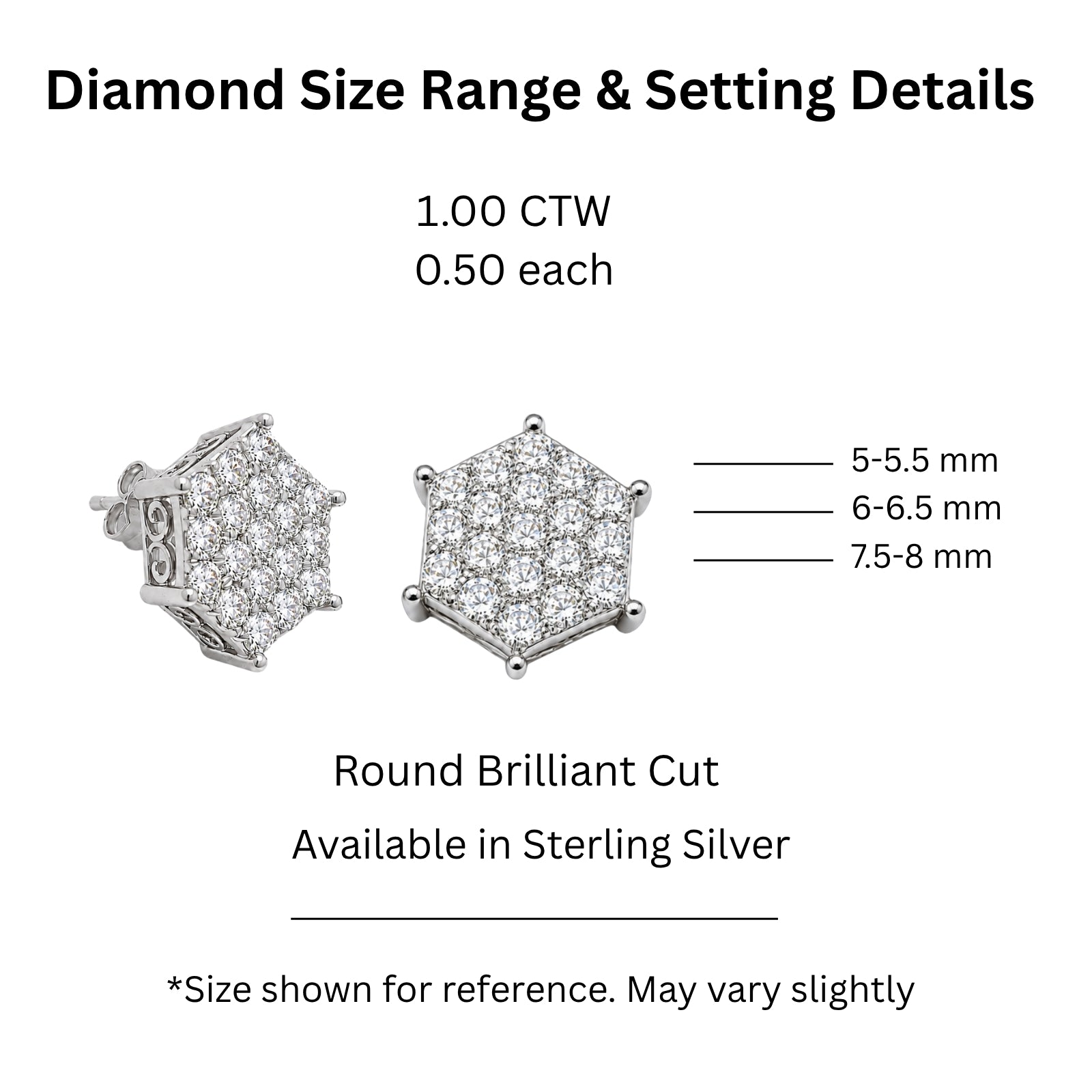 Diamonair Lab Grown Diamond (F/VS+) 1.00 carat Round cut Sterling Silver Stud Earrings - Sterling Silver | Gold over Silver