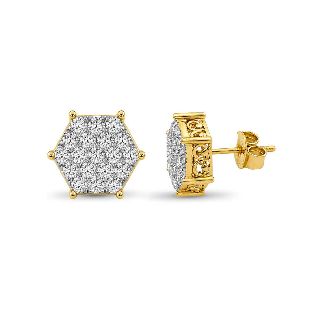 Diamonair Lab Grown Diamond (F/VS+) 1.00 carat Round cut Sterling Silver Stud Earrings - Sterling Silver | Gold over Silver