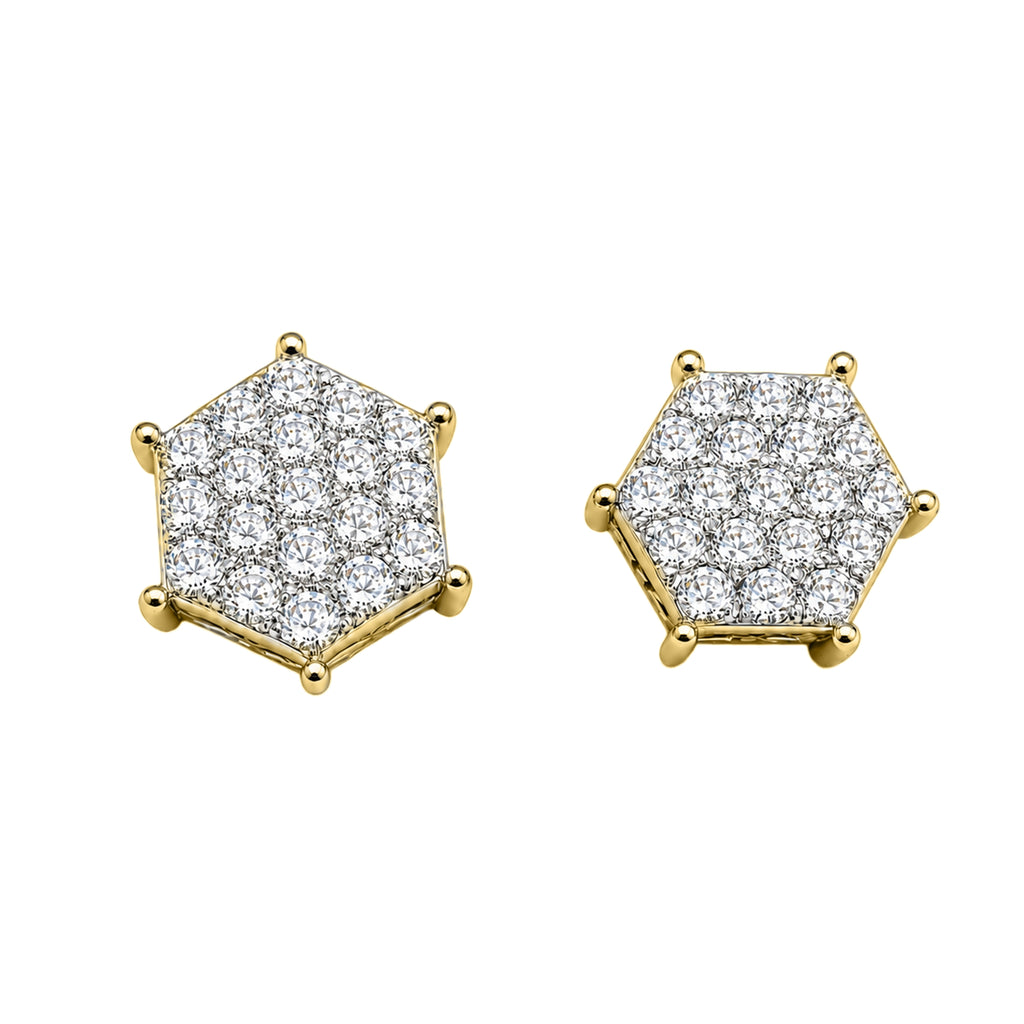 Diamonair Lab Grown Diamond (F/VS+) 1.00 carat Round cut Sterling Silver Stud Earrings - Sterling Silver | Gold over Silver