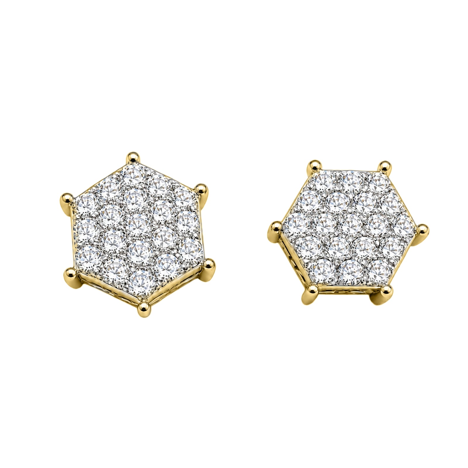 Diamonair Lab Grown Diamond (F/VS+) 1.00 carat Round cut Sterling Silver Stud Earrings - Sterling Silver | Gold over Silver