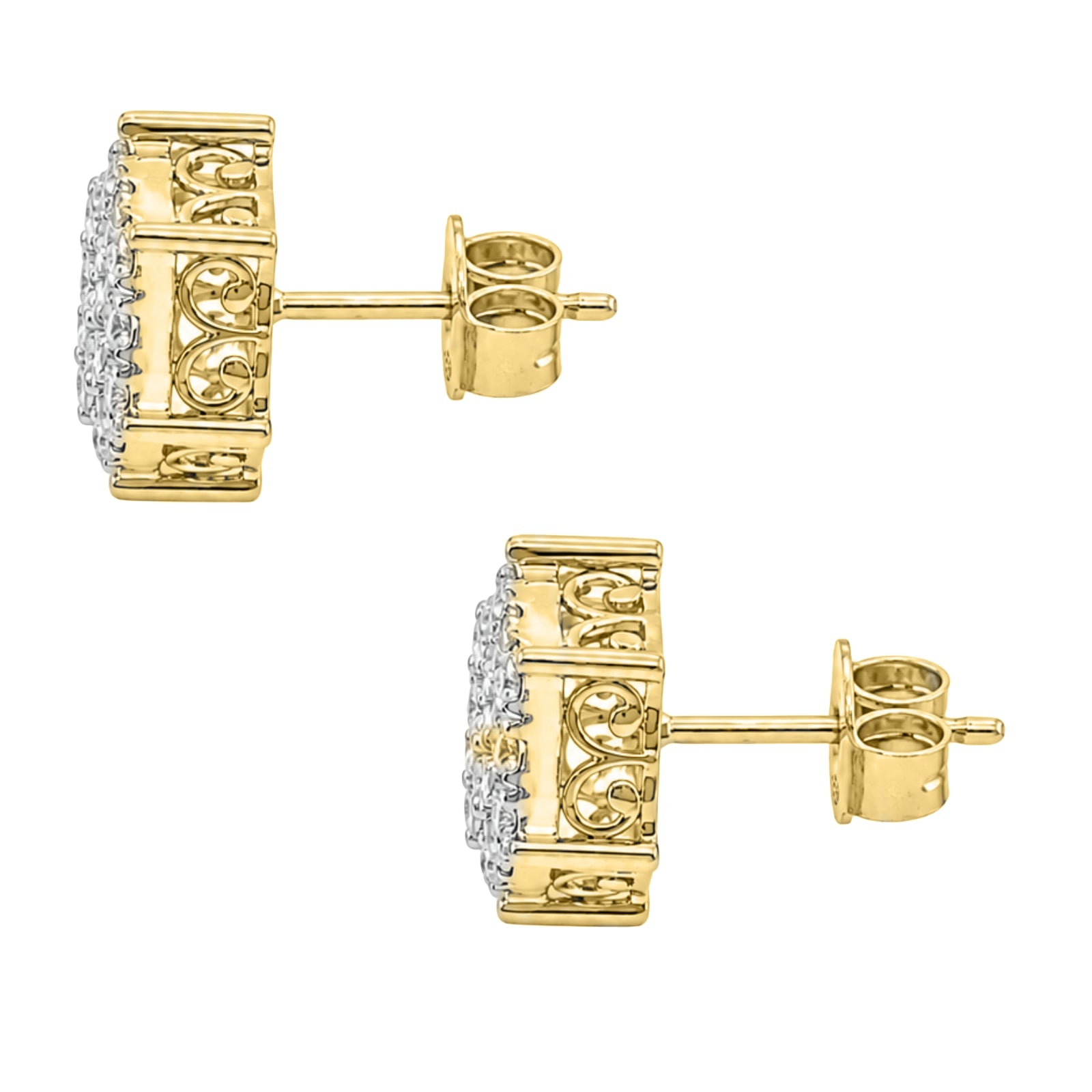 Diamonair Lab Grown Diamond (F/VS+) 1.00 carat Round cut Sterling Silver Stud Earrings - Sterling Silver | Gold over Silver