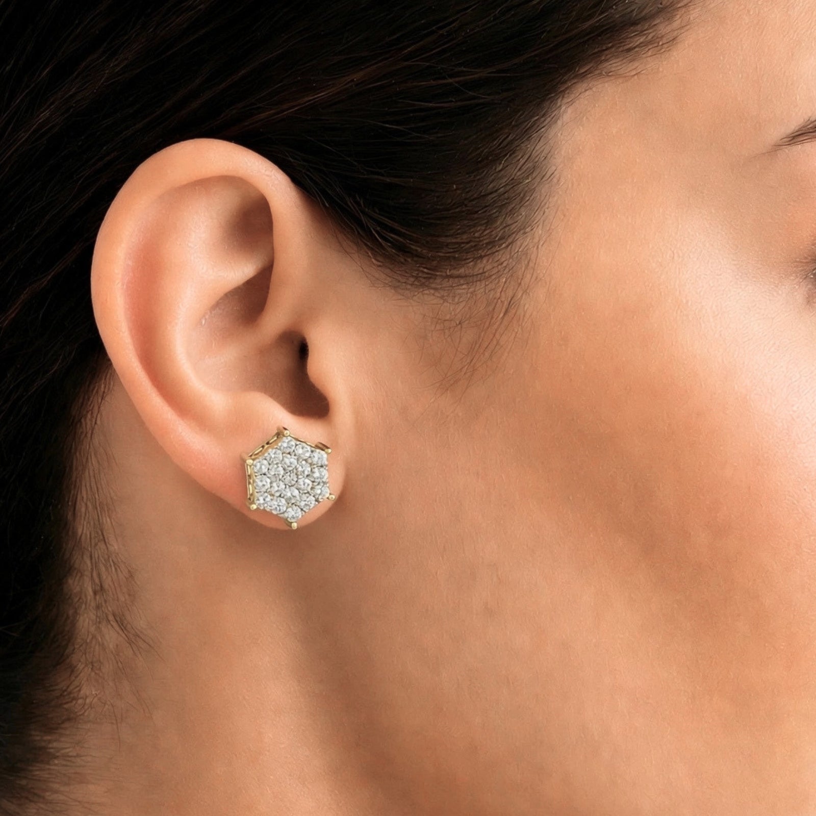 Diamonair Lab Grown Diamond (F/VS+) 1.00 carat Round cut Sterling Silver Stud Earrings - Sterling Silver | Gold over Silver