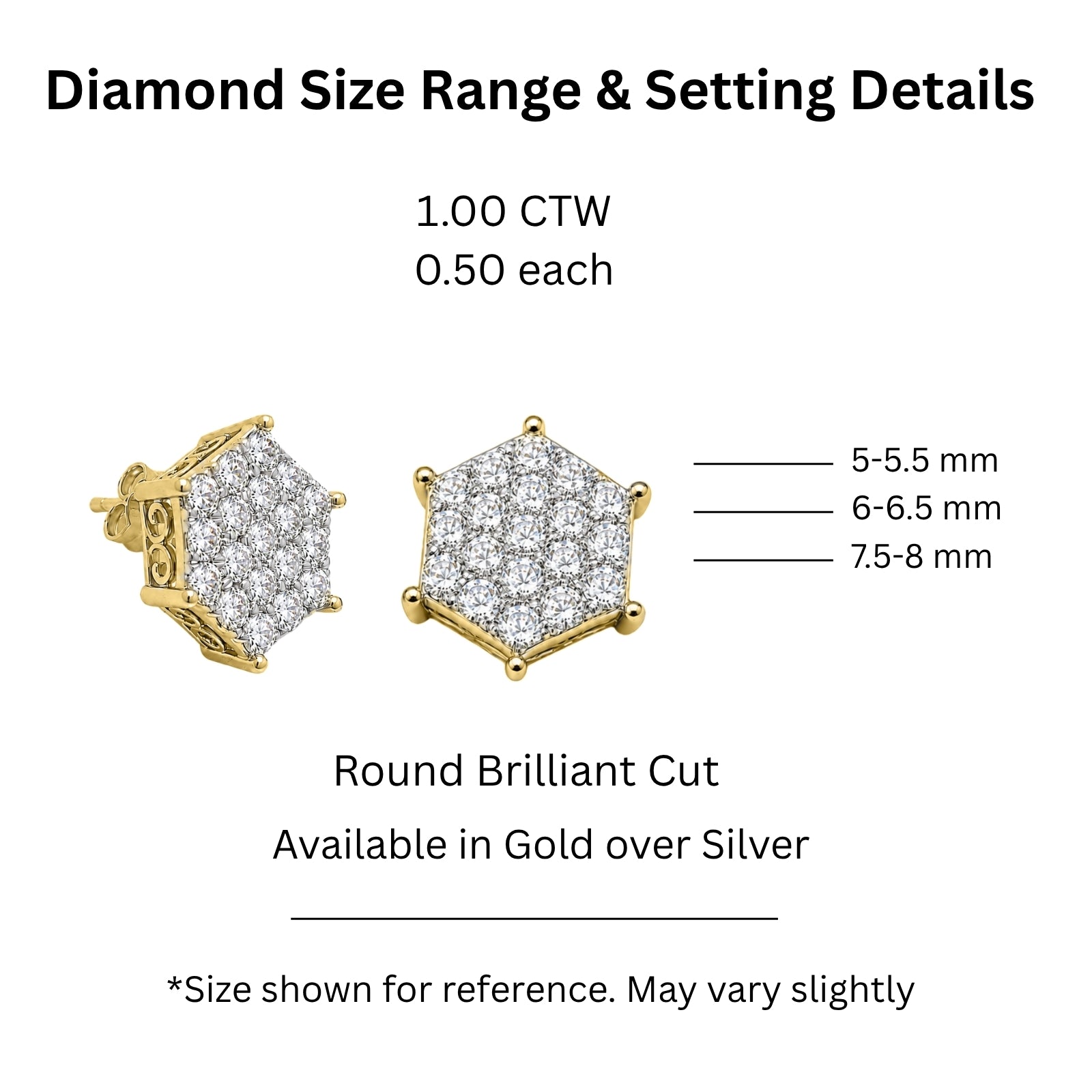 Diamonair Lab Grown Diamond (F/VS+) 1.00 carat Round cut Sterling Silver Stud Earrings - Sterling Silver | Gold over Silver