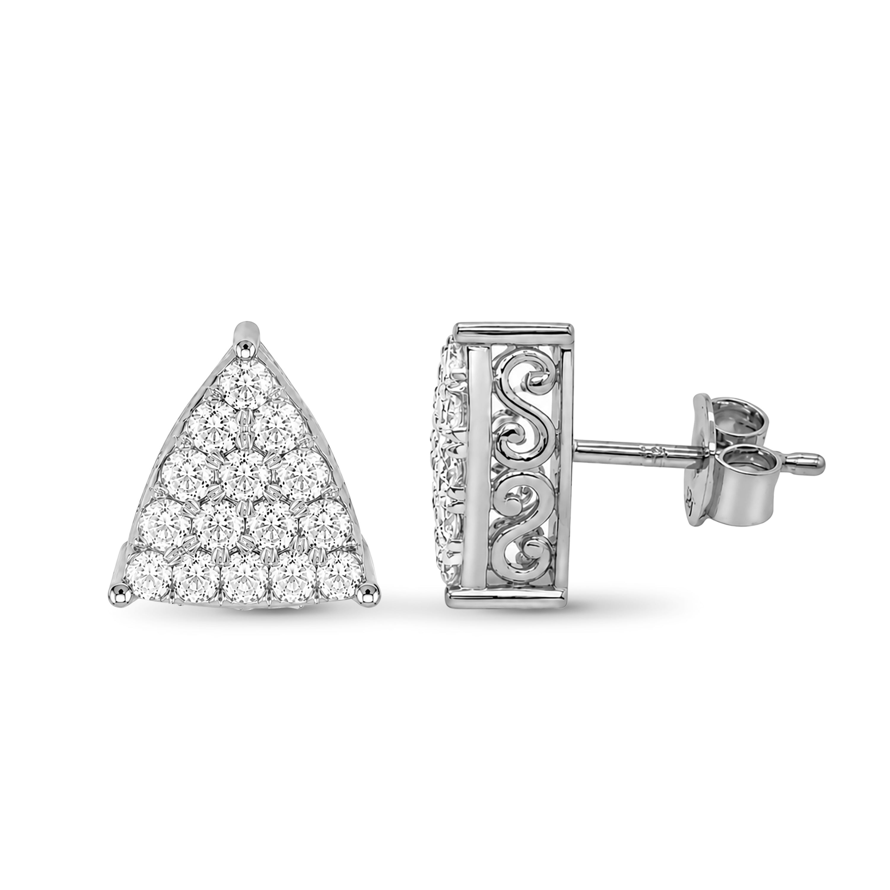 Diamonair Lab Grown Diamond (F/VS+) 1.00 carat Round cut Sterling Silver Stud Earrings - Sterling Silver | Gold over Silver