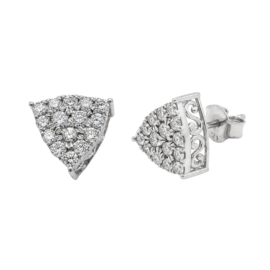 Diamonair Lab Grown Diamond (F/VS+) 1.00 carat Round cut Sterling Silver Stud Earrings - Sterling Silver | Gold over Silver