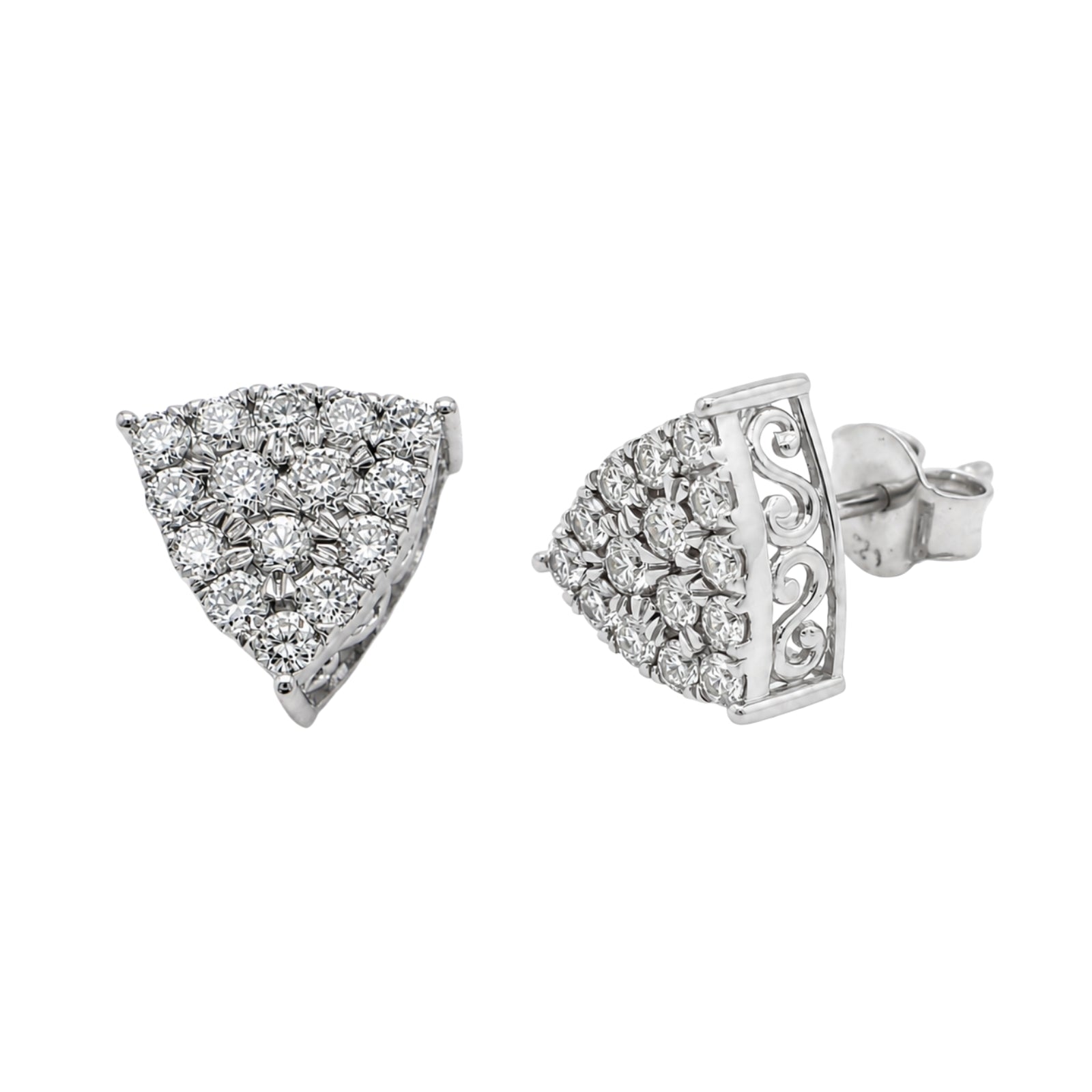 Diamonair Lab Grown Diamond (F/VS+) 1.00 carat Round cut Sterling Silver Stud Earrings - Sterling Silver | Gold over Silver