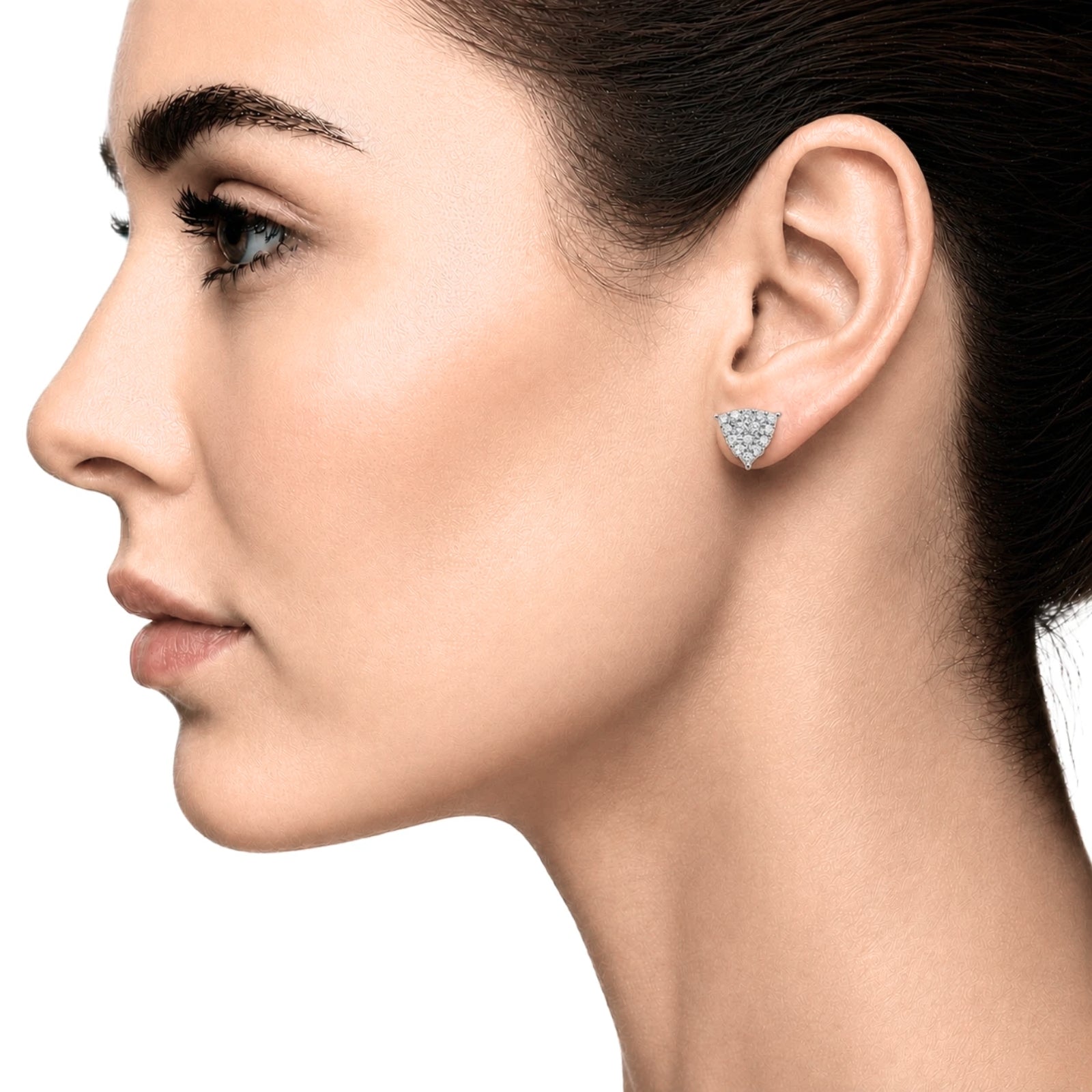 Diamonair Lab Grown Diamond (F/VS+) 1.00 carat Round cut Sterling Silver Stud Earrings - Sterling Silver | Gold over Silver
