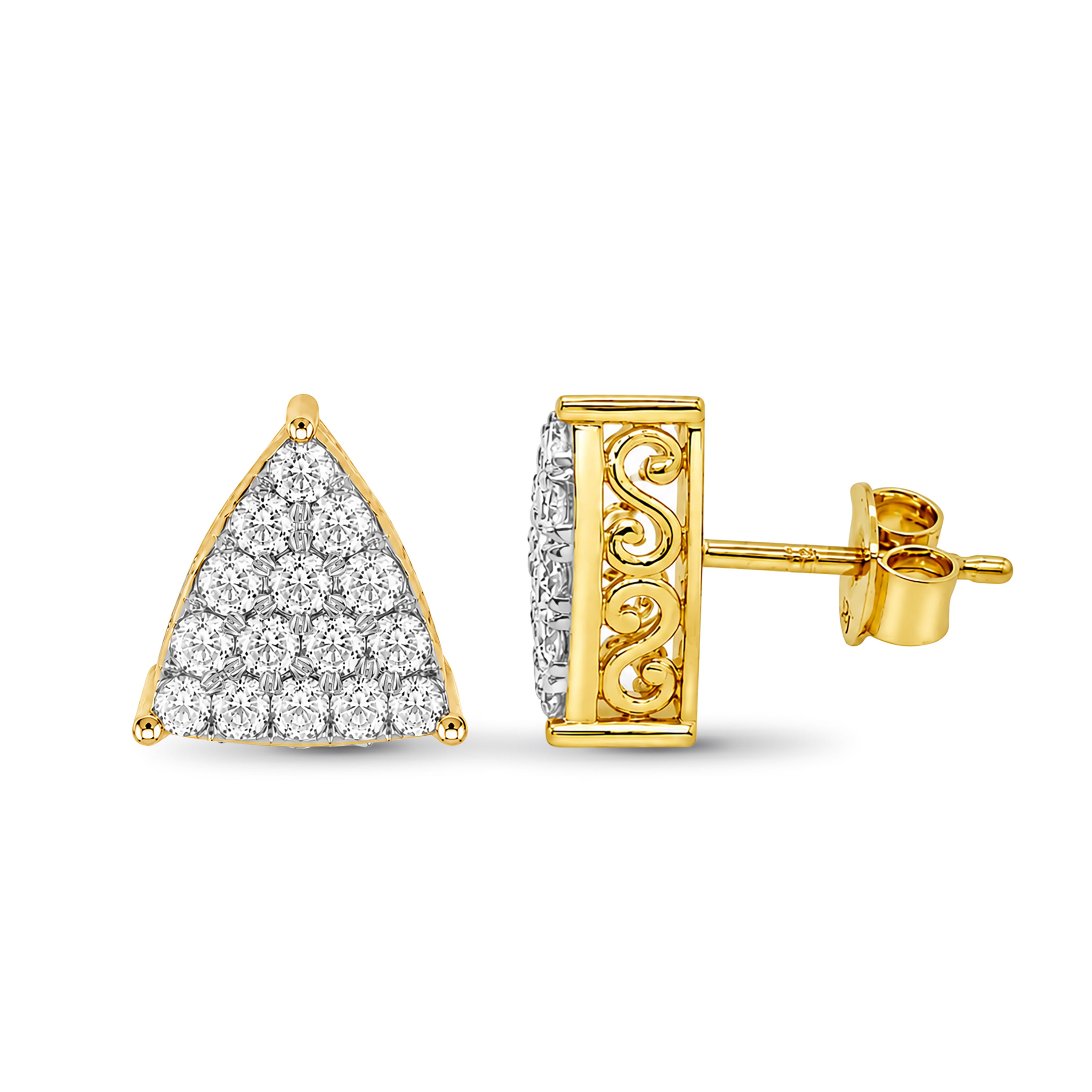 Diamonair Lab Grown Diamond (F/VS+) 1.00 carat Round cut Sterling Silver Stud Earrings - Sterling Silver | Gold over Silver