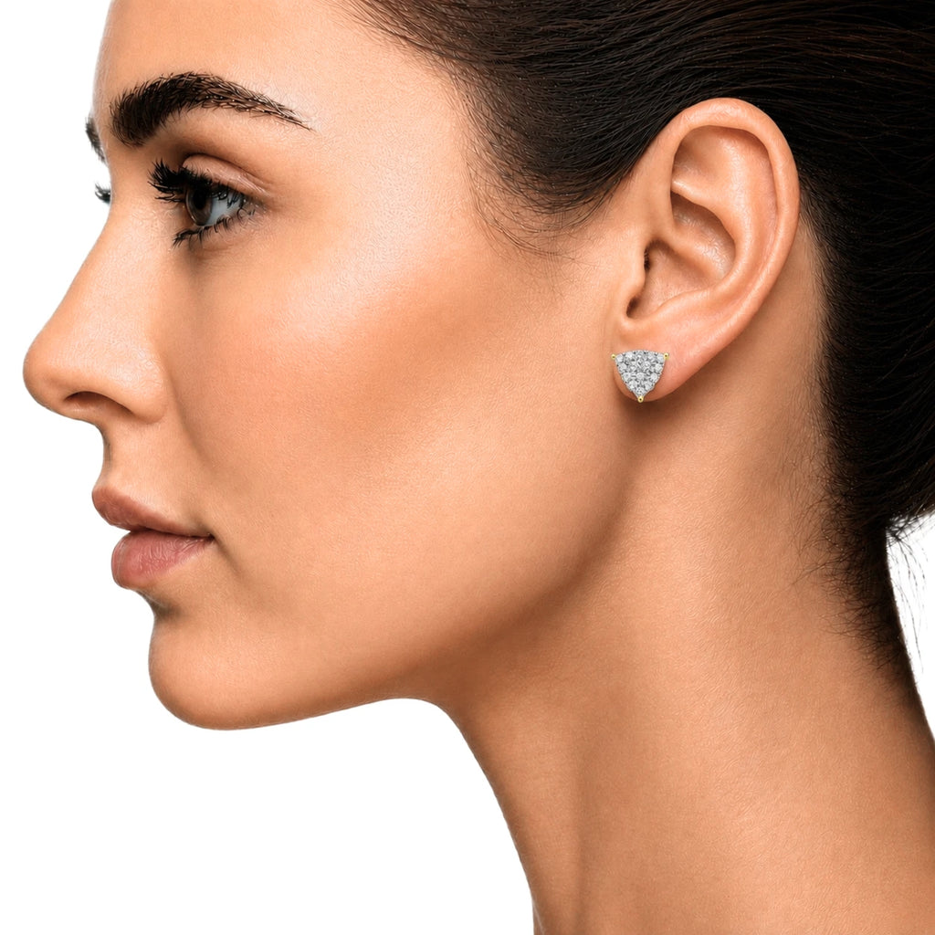 Diamonair Lab Grown Diamond (F/VS+) 1.00 carat Round cut Sterling Silver Stud Earrings - Sterling Silver | Gold over Silver