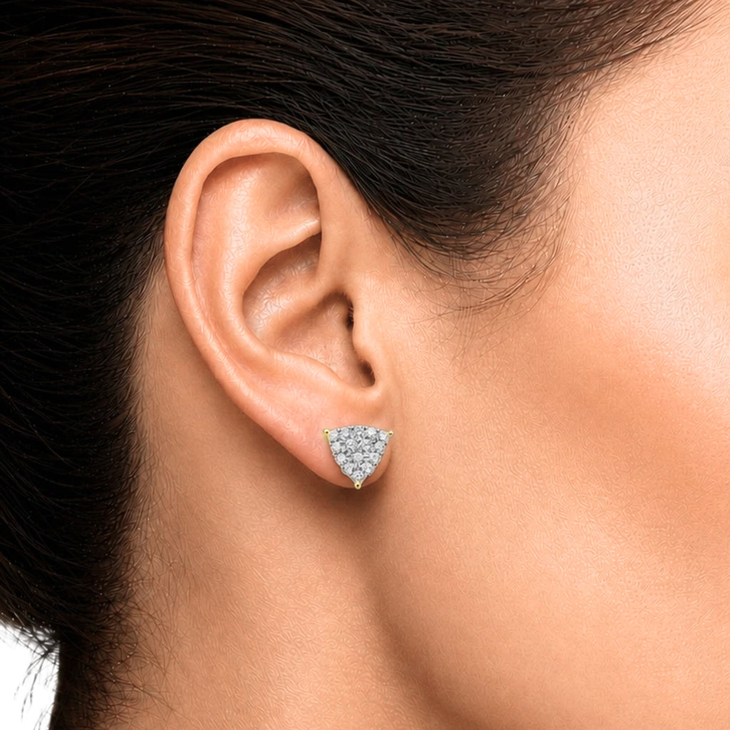 Diamonair Lab Grown Diamond (F/VS+) 1.00 carat Round cut Sterling Silver Stud Earrings - Sterling Silver | Gold over Silver