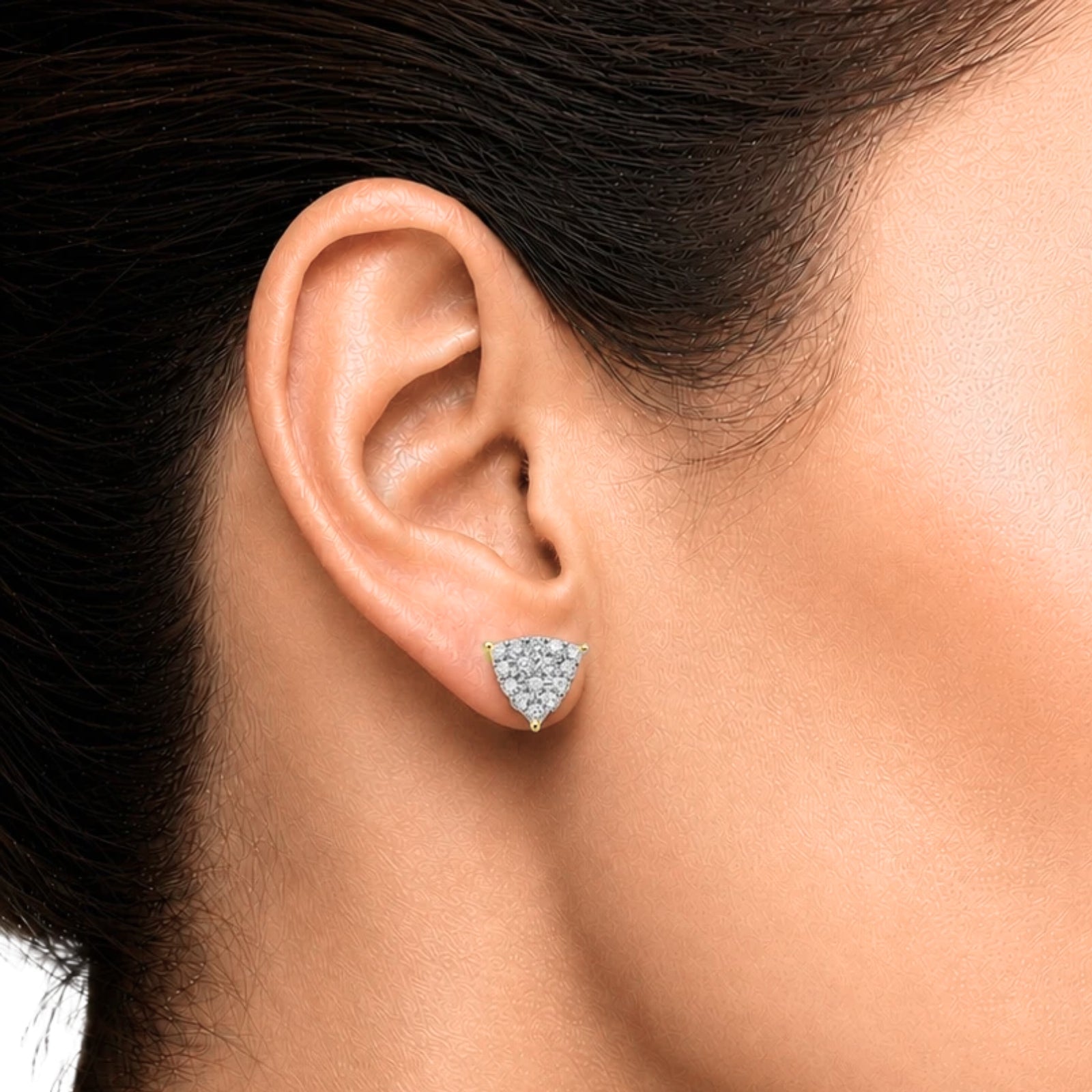 Diamonair Lab Grown Diamond (F/VS+) 1.00 carat Round cut Sterling Silver Stud Earrings - Sterling Silver | Gold over Silver