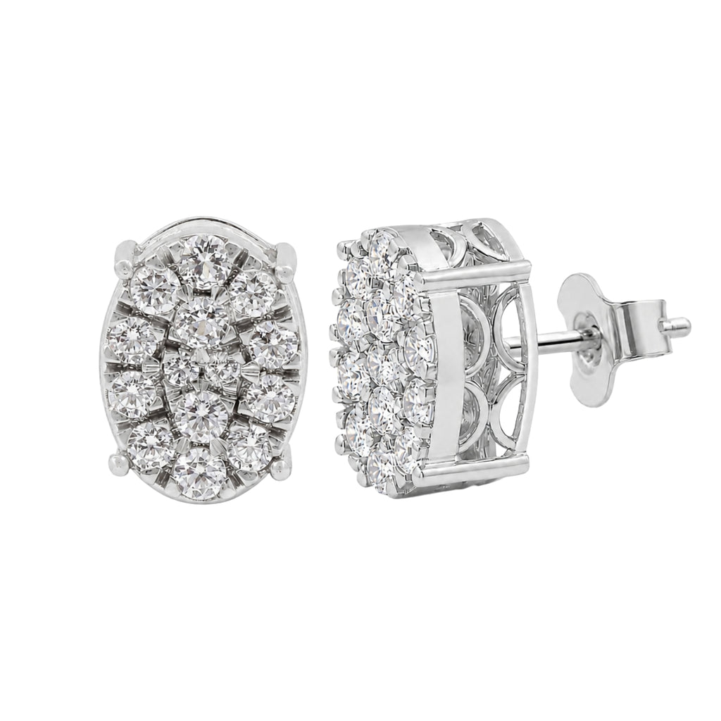 Diamonair Lab Grown Diamond (F/VS+) 1.00 carat Round cut Sterling Silver Stud Earrings - Sterling Silver | Gold over Silver