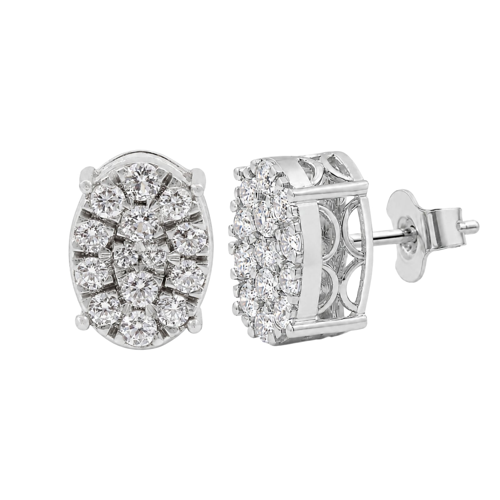 Diamonair Lab Grown Diamond (F/VS+) 1.00 carat Round cut Sterling Silver Stud Earrings - Sterling Silver | Gold over Silver