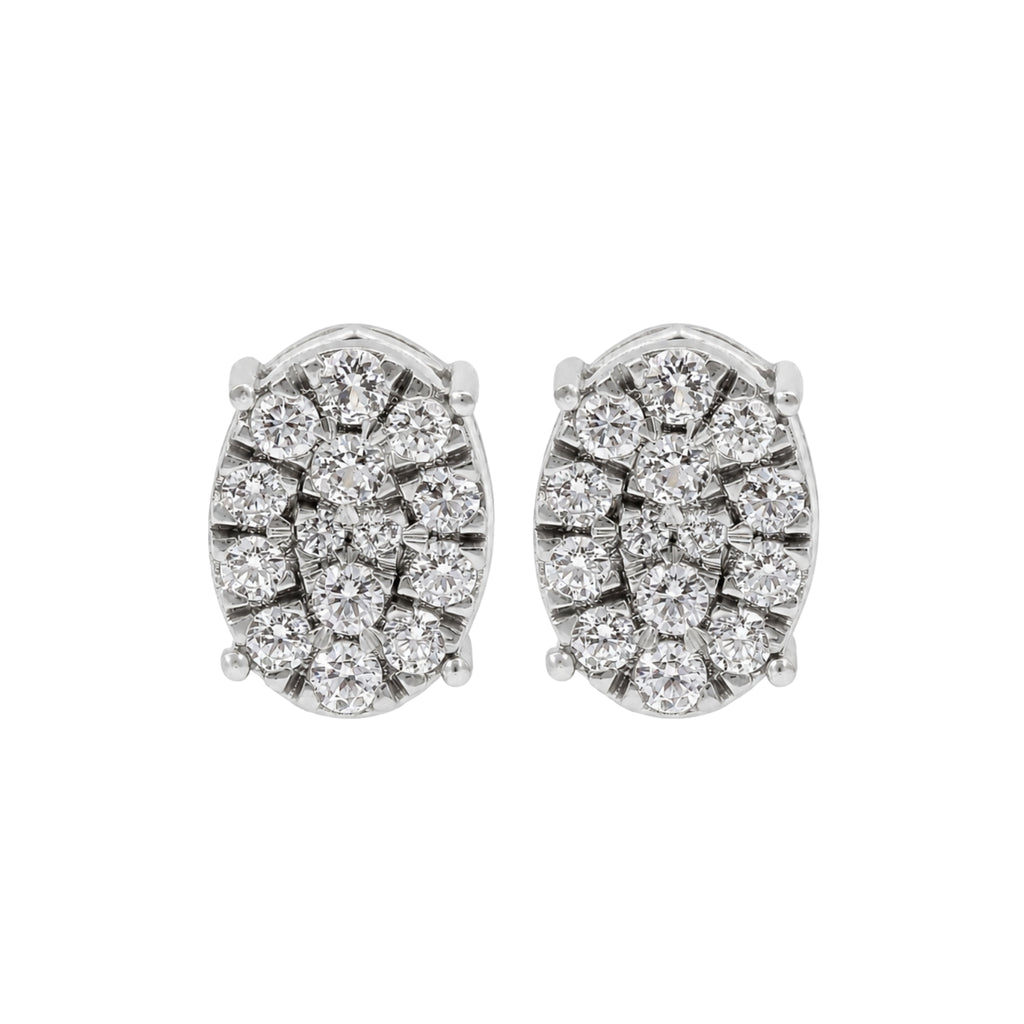 Diamonair Lab Grown Diamond (F/VS+) 1.00 carat Round cut Sterling Silver Stud Earrings - Sterling Silver | Gold over Silver