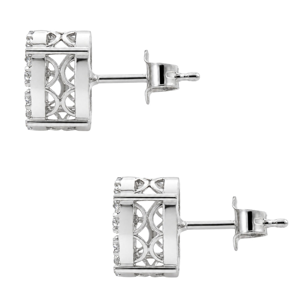 Diamonair Lab Grown Diamond (F/VS+) 1.00 carat Round cut Sterling Silver Stud Earrings - Sterling Silver | Gold over Silver