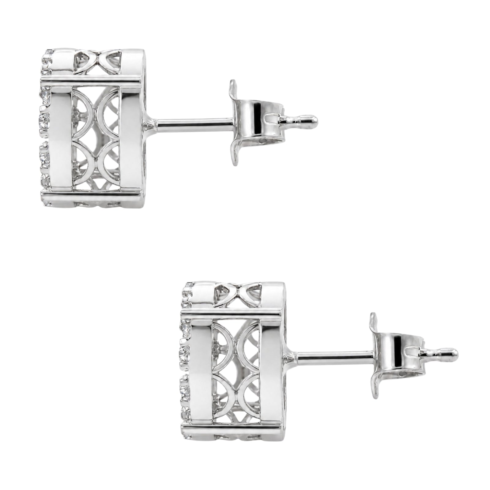 Diamonair Lab Grown Diamond (F/VS+) 1.00 carat Round cut Sterling Silver Stud Earrings - Sterling Silver | Gold over Silver