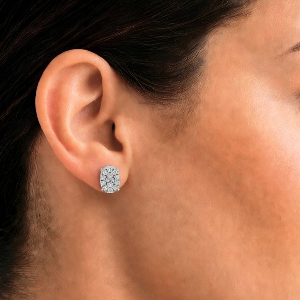 Diamonair Lab Grown Diamond (F/VS+) 1.00 carat Round cut Sterling Silver Stud Earrings - Sterling Silver | Gold over Silver