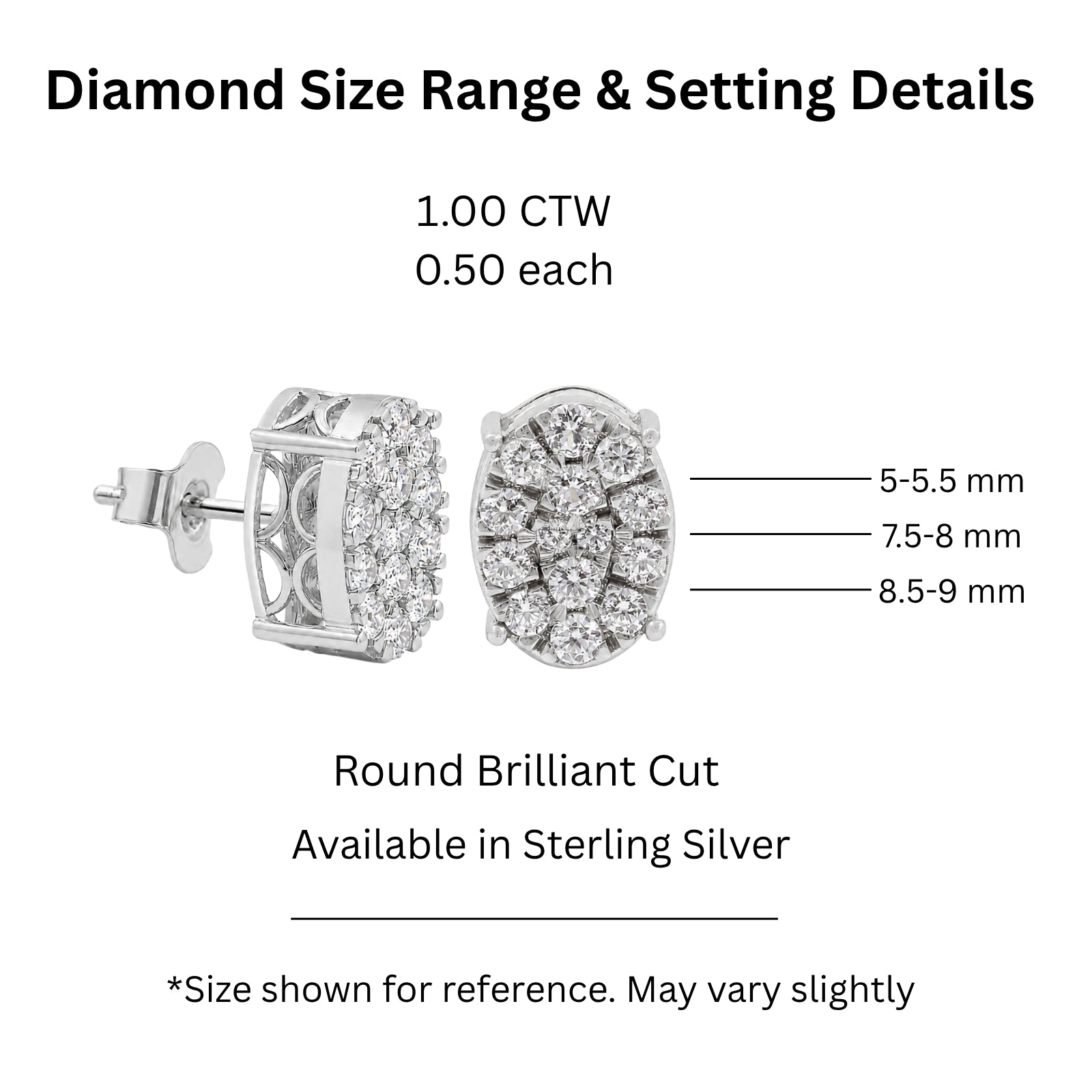 Diamonair Lab Grown Diamond (F/VS+) 1.00 carat Round cut Sterling Silver Stud Earrings - Sterling Silver | Gold over Silver